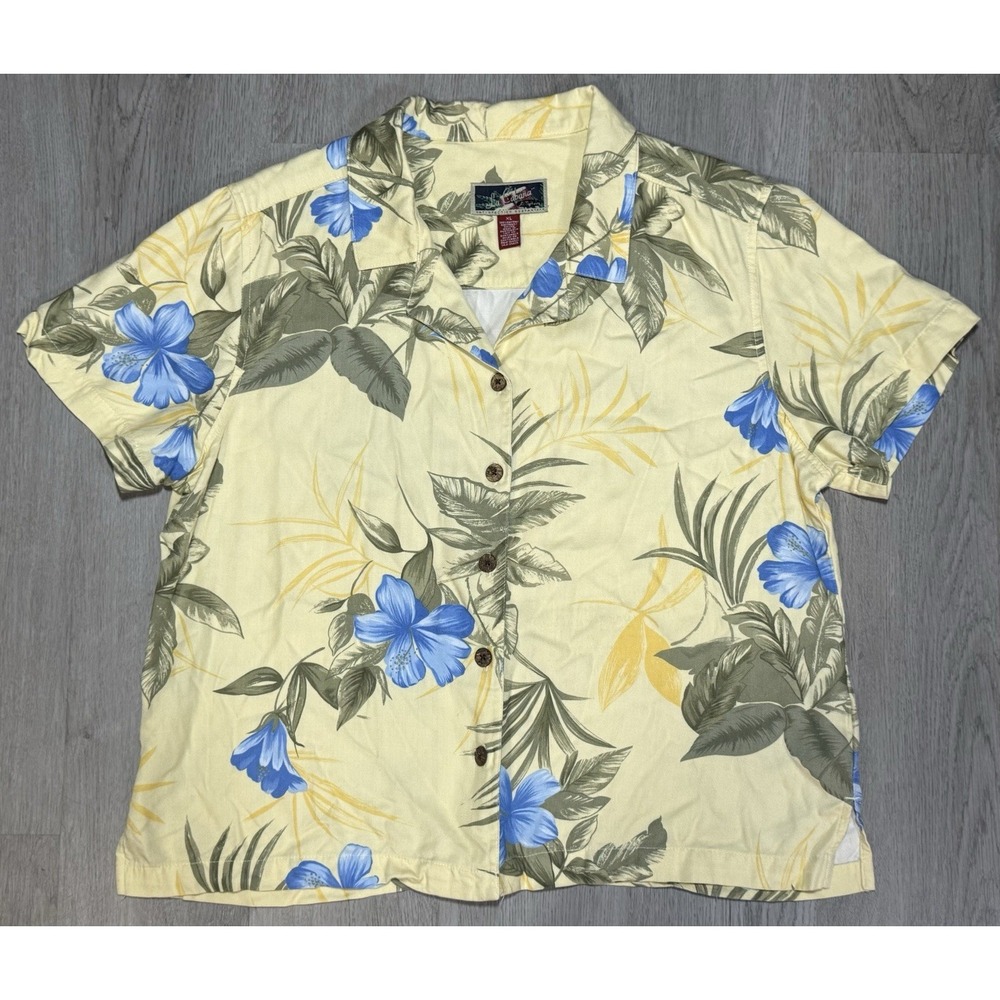 La Cabana Aloha Floral Hawaiian Shirt Women's XL Button Front Classic Tropical